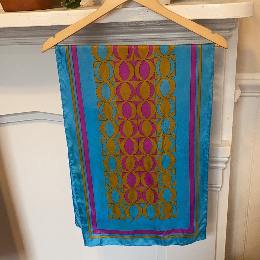 Turquoise vintage silk scarf